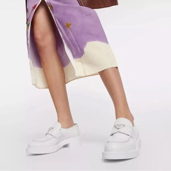 Prada Spazzolato Logo Platform Leather Loafers size 39.5 - Picture 2 of 14